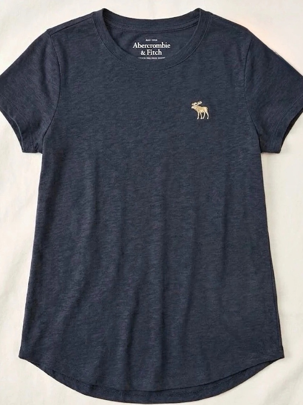 Abercrombie Kids Short Sleeve Embroidered Moose Graphic T-Shirt — Navy Blue Size